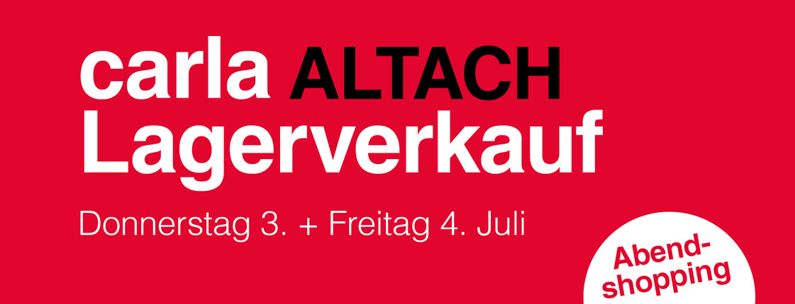 Am 3. und 4. Juli findet im carla Möslepark in Altach ein großer Lagerverkauf mit vielen Highlights statt. Mit dabei: tausende Artikel des täglichen Gebrauchs, Kiloshops für Groß und Klein, Eis für Kinder, besondere Bücher und Schallplatten sowie Kleinmöbelverkauf bei der Logistik.